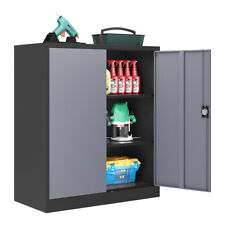 Metal Storage Cabinet With 2 Adjustable Shelves And Locking Doorsgarage Cabinet