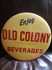 Old Colony Beverages Celluloid Toc Tin Over Cardboard Sign