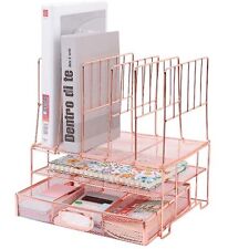 Rose Gold Desk Organizer File Organizers With Drawers And 5 Upright Sections ...