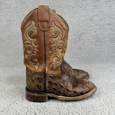 Old West Toddler Boots Gator Stamped Two Tone Brown Leather Bsc1830 Size 9 D