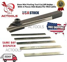 Mini Parting Tool Cut Off Holder 8mm With 6 Pcs Hss Blades For Mini Lathe Usa