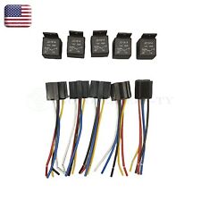 5pc 12v 3040 Amp 5-pin Spdt Automotive Relay W Wires Harness Socket Set