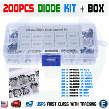 200pcs 10 Value Rectifier Diode Schottky Kit 1n4001-1n4007 1n5817-1n5819 Box