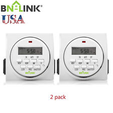 Bn-link 2pack 7 Day Heavy Duty Digital Programmable Timer Switch Dual Outlet 15a