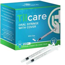 1ml Oral Dispenser Syringe With Cover 100 Pack By Tilcare - Sterile