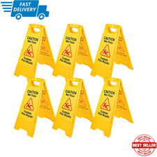 6 Packs Wet Floor Sign Caution Wet Floor Double Sided Foldable Restaurant Yellow