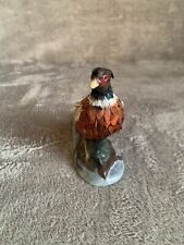 Ring Necked Pheasant Figure With Real Feathers Glass Bottom