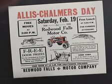 1938 Allis Chalmers Tractor Advertising Farm Advertising Redwood Falls Minnesota