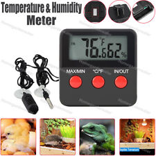 Lcd Digital Thermometer Hygrometer Indoor Meter With Probe For Egg Incubator Pet