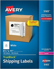 Avery Shipping Labels Permanent Adhesive 8-12 X 11 100 Labels 5165