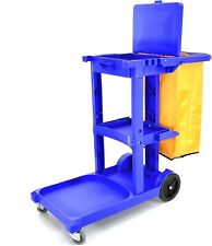 Commercial Housekeeping Janitorial Cart With Vinyl Bag. Blue Color