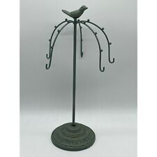 Verdigris Jewelry Display Holder Tree With Bird Metal