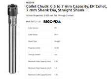 Rego Fix Er11 Collet Chuck Extension Holder 7.00mm Shank Part 2607.21120 New