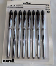 8-pack Uni-ball Vision Elite Rollerball Pens Bold 0.8mm Black Ink - Brand New