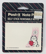 New Vtg 1985 3m Garfield Cat Eat Your Heart Out Self Stick Post It Note Pad Jg23
