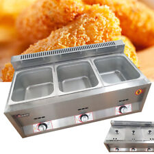 3-pans Propane Gas Food Warmer Restaurant Countertop Catering Steam Deep Fryer