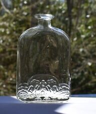 Vintage Embossed Glass Flask Bottle Cork Top Art Deco
