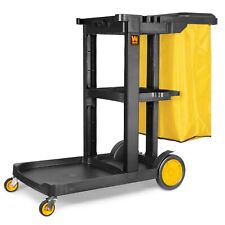 Wen 73033 Janitorial Cart With 3 Shelves And 25-gallon Vinyl Bag