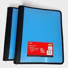 Pair Of 2 Mead 1.5 Zipper Binder 3 Ring Notebooks W Expanding Pocket Blue