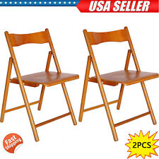 2pcs Light Wood Pattern Folding Real Beech Wood Chairs For Outdoor Party Banquet