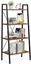 Ladder Shelf Bookcase Bookshelf 4 Tier Industrial Standing Shelf Storage Rack