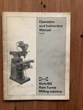 Xlo Style 602 Milling Machine Installation And Operators Manual Ex-cell-o 52741