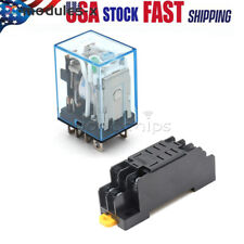 Dc12v Dc Coil Power Relay Ly2nj Dpdt 8 Pin Hh62p Jqx-13f With Socket Base New Us