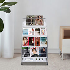 4-tier Floor-standing Magazine Display Holder Newspaper Rack Display Stand Home