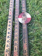 Vintage Grade Rod Survey Transit Measuring Telescopic Wood Stick Rod