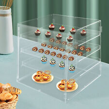 3-tiers Acrylic Cake Display Case Cabinet Cupcake Pastry Bakery Donut Storage