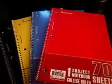 Spiral Bound 4 Notebooks 1 Subject College Ruled 70 Sheetspkg Of 4 Colors