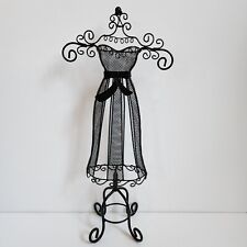 Black Mini Metal Wire Dress Form Jewelry Stand Holder Display 17x8