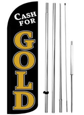 Cash For Gold Windless Swooper Flag15 Tall Pole Kit Feather Banner Sign Kq-h