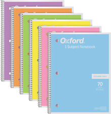 Spiral Notebook 6 Pack 1 Subject College Ruled Paper 8 X 10-12 Inch Pastel