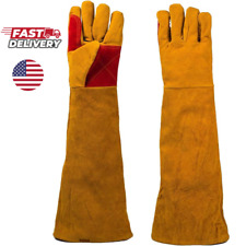 1 Pair Leather Welding Gloves Extra Long Gloves Thicken Extreme Heat Resistant