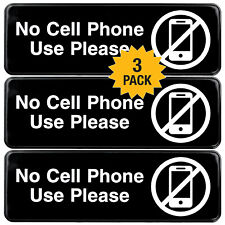 No Cell Phone Use Sign Plastic Sign With Symbols 9x3 Pack Of 3 Black