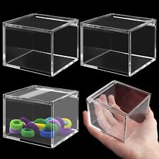 Anjmd 3 Pack Clear Acrylic Box With Lid Small Acrylic Cube Box Square Acrylic...
