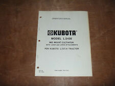 Kubota L2430 Mid Mount Cultivator For L245h Tractor Operator Maintenance Manual