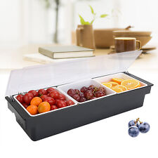 3-tray Condiment Dispenser Compartment Chilled Server Bar Fruit Caddy Food Box