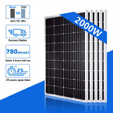 2000w Mono Solar Panel 12v Charging Off-grid Battery Power Rv Home Boat Camp Us
