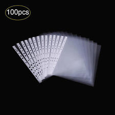 100pcs Clear Plastic Sheet Page Protectors Sleeves Office Document Ring Binder