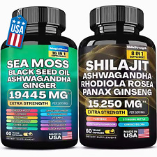 Sea Moss Shilajit Black Seed Oil Turmeric Ashwagandha Ginger Vitamin D