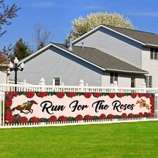 Run For The Roses Fence Banner Kentucky Derby Horse Racing Outdoor Party Garden