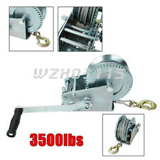 3500lbs Dual Gear Hand Winch Hand Crank Manual Boat Atv Rv Trailer 33ft Cable 32