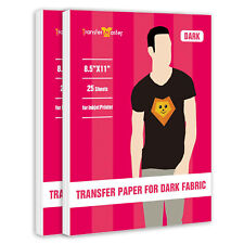 50 Pack Heat Transfer Paper For Dark T Shirts 8.5x11 Iron On Transfer Paper