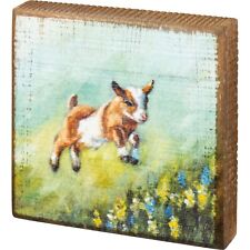 Primitives By Kathy Baby Goat Block Sign Easter Spring Farm House Decor Tray