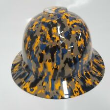Full Brim Hard Hat Custom Hydro Dipped Orange Black And Bluevdigital Camo New