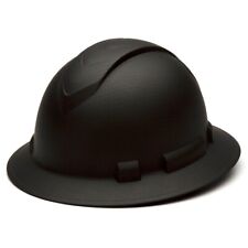 Black Ridgeline Full Brim Protective Construction Safety Hard Hat 4 Pt Ratchet