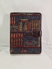 Vtg 90s Day-timer 7 Ring Personal Planner Tapestry Leather Library Usa C6