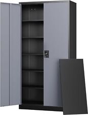 Metal Storage Cabinet With Adjustable Shelves And Locking Doors For Home Garage